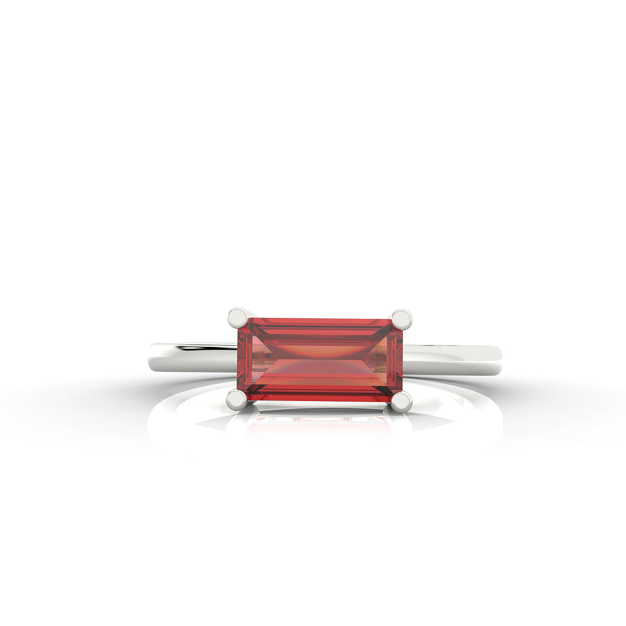 Baguette Cut Garnet Solitaire Ring, Hallmarked 925 Sterling Silver sterlyn 925