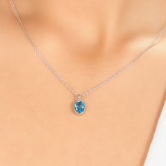 Blue Topaz Pendant With Necklace, Hallmarked 925 Sterling Silver sterlyn 925