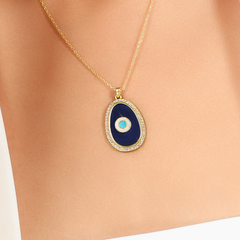 Boho Evil Eye Pendant With Chain, Hallmarked 925 Sterling Silver sterlyn 925