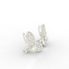 Butterfly Pearl Modern Stud Earrings For Wedding, Hallmarked 925 Sterling Silver sterlyn 925