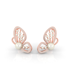 Butterfly Pearl Modern Stud Earrings For Wedding, Hallmarked 925 Sterling Silver sterlyn 925