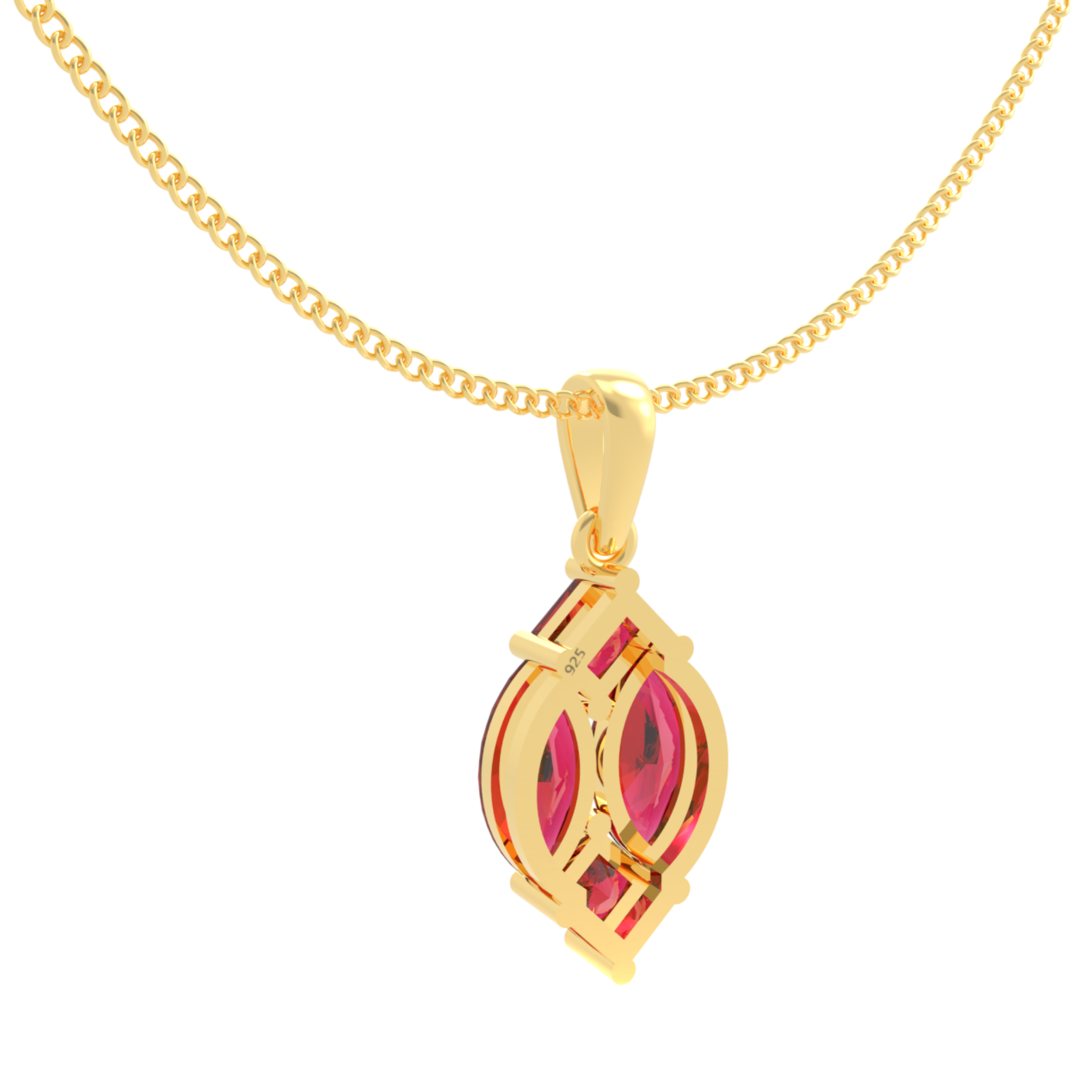 Charming Pink Marquise Pendant With Chain, Hallmarking 925 Sterling Silver sterlyn 925