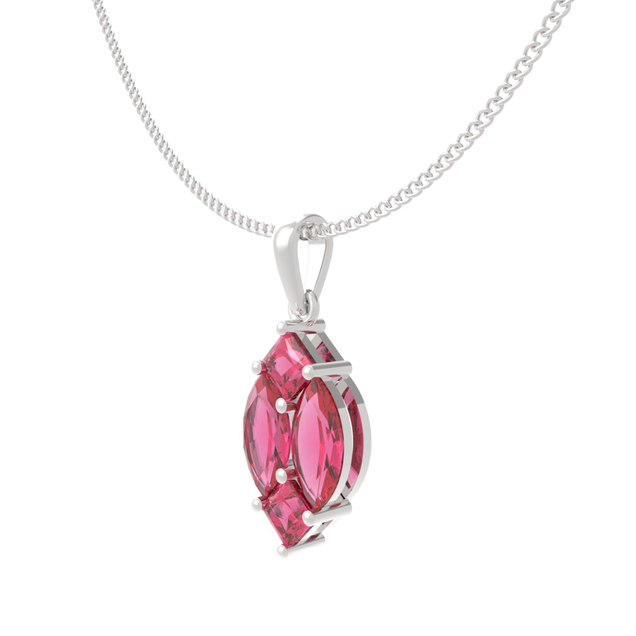 Charming Pink Marquise Pendant With Chain, Hallmarking 925 Sterling Silver sterlyn 925