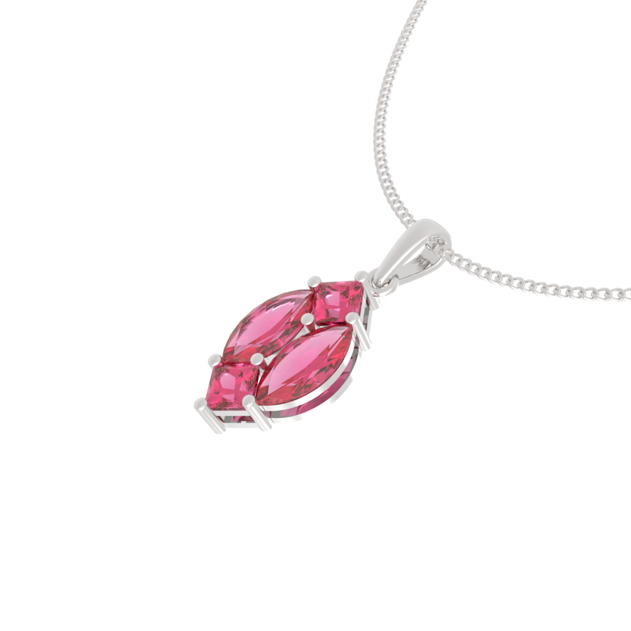 Charming Pink Marquise Pendant With Chain, Hallmarking 925 Sterling Silver sterlyn 925