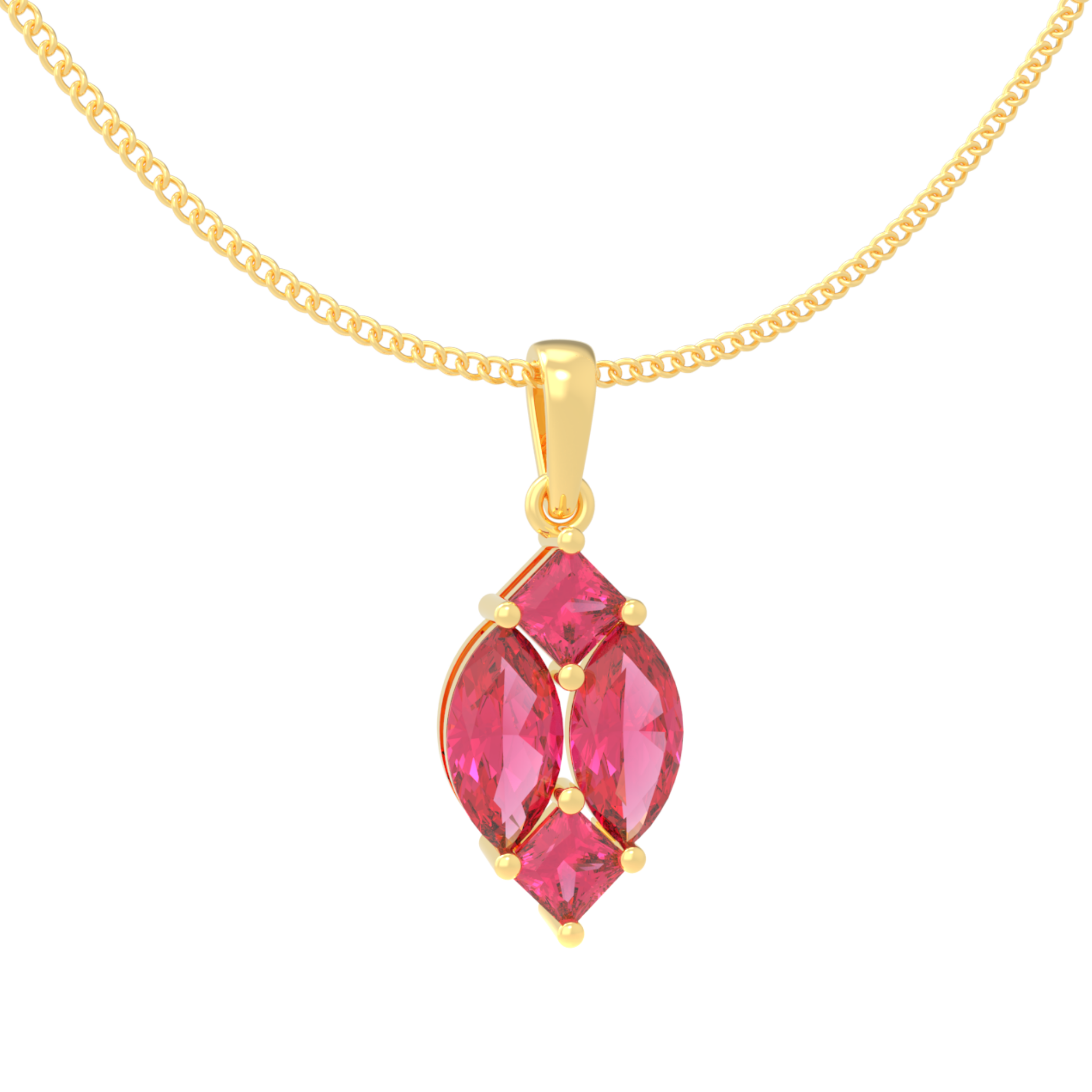 Charming Pink Marquise Pendant With Chain, Hallmarking 925 Sterling Silver sterlyn 925