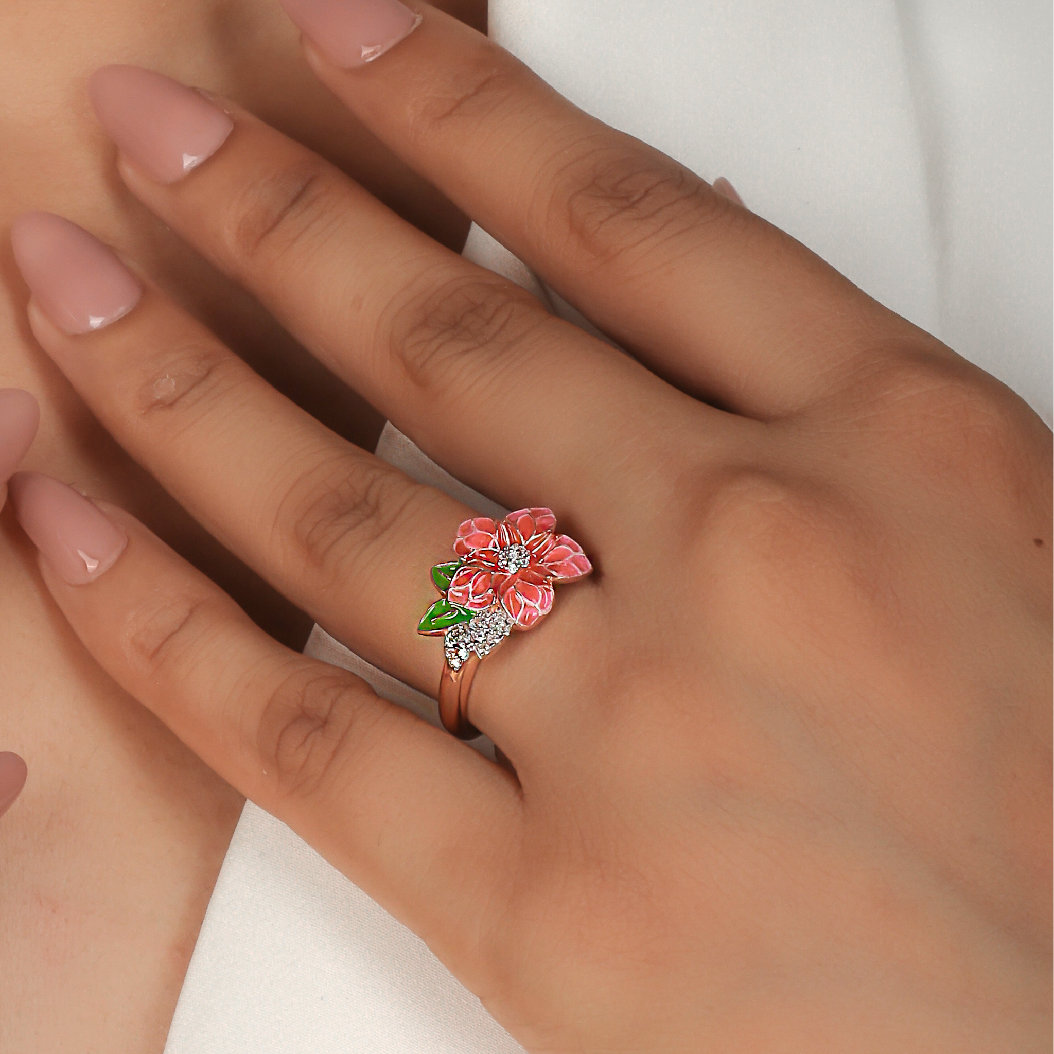 Cherry Blossom Floral Ring- Hallmarked 925 Sterling Silver sterlyn 925