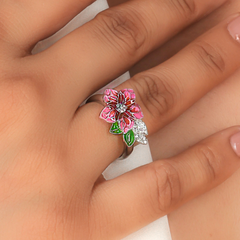 Cherry Blossom Floral Ring- Hallmarked 925 Sterling Silver sterlyn 925