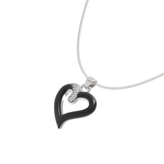 Chic Black Heart Pendant With Chain, Hallmarked 925 Sterling Silver sterlyn 925