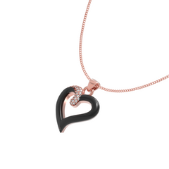 Chic Black Heart Pendant With Chain, Hallmarked 925 Sterling Silver sterlyn 925