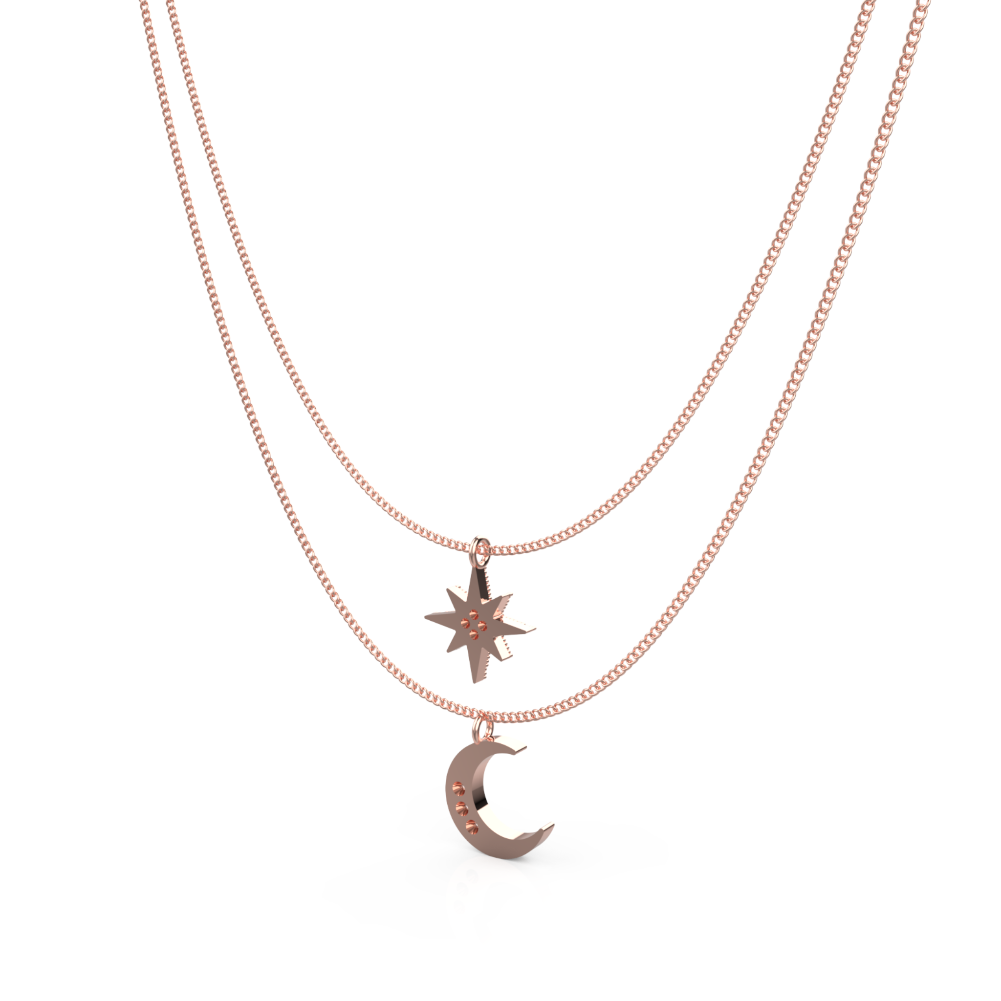 Crescent Moon Star Pendant With Chain, Hallmarked 925 Sterling Silver sterlyn 925