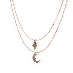 Crescent Moon Star Pendant With Chain, Hallmarked 925 Sterling Silver sterlyn 925