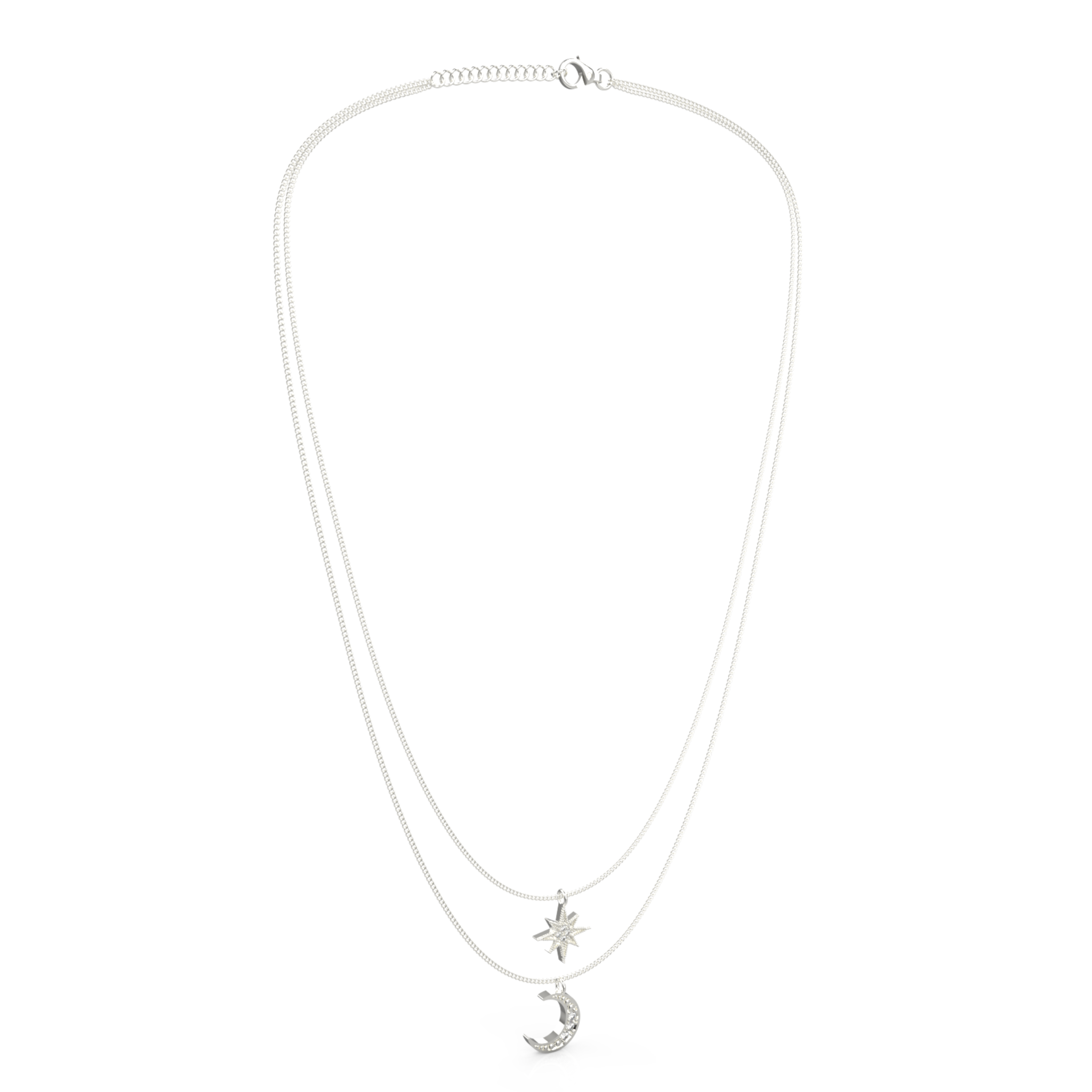 Crescent Moon Star Pendant With Chain, Hallmarked 925 Sterling Silver sterlyn 925