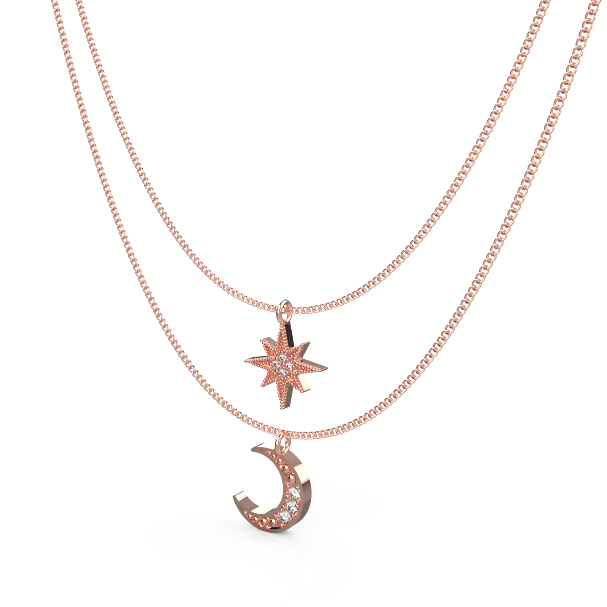 Crescent Moon Star Pendant With Chain, Hallmarked 925 Sterling Silver sterlyn 925