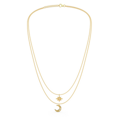 Crescent Moon Star Pendant With Chain, Hallmarked 925 Sterling Silver sterlyn 925