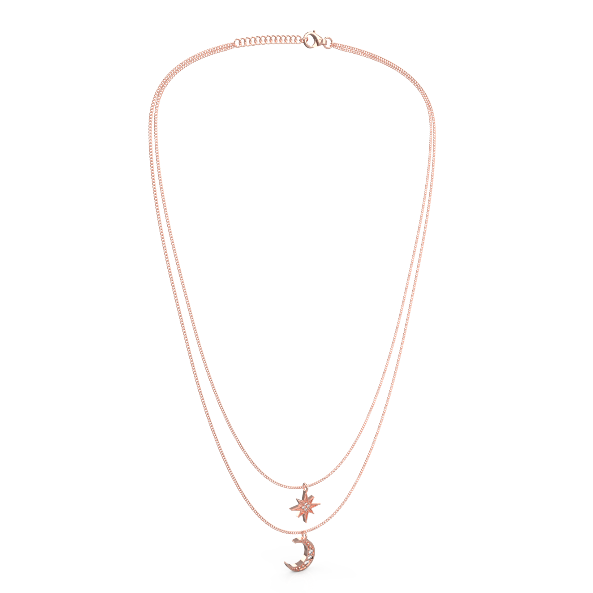 Crescent Moon Star Pendant With Chain, Hallmarked 925 Sterling Silver sterlyn 925