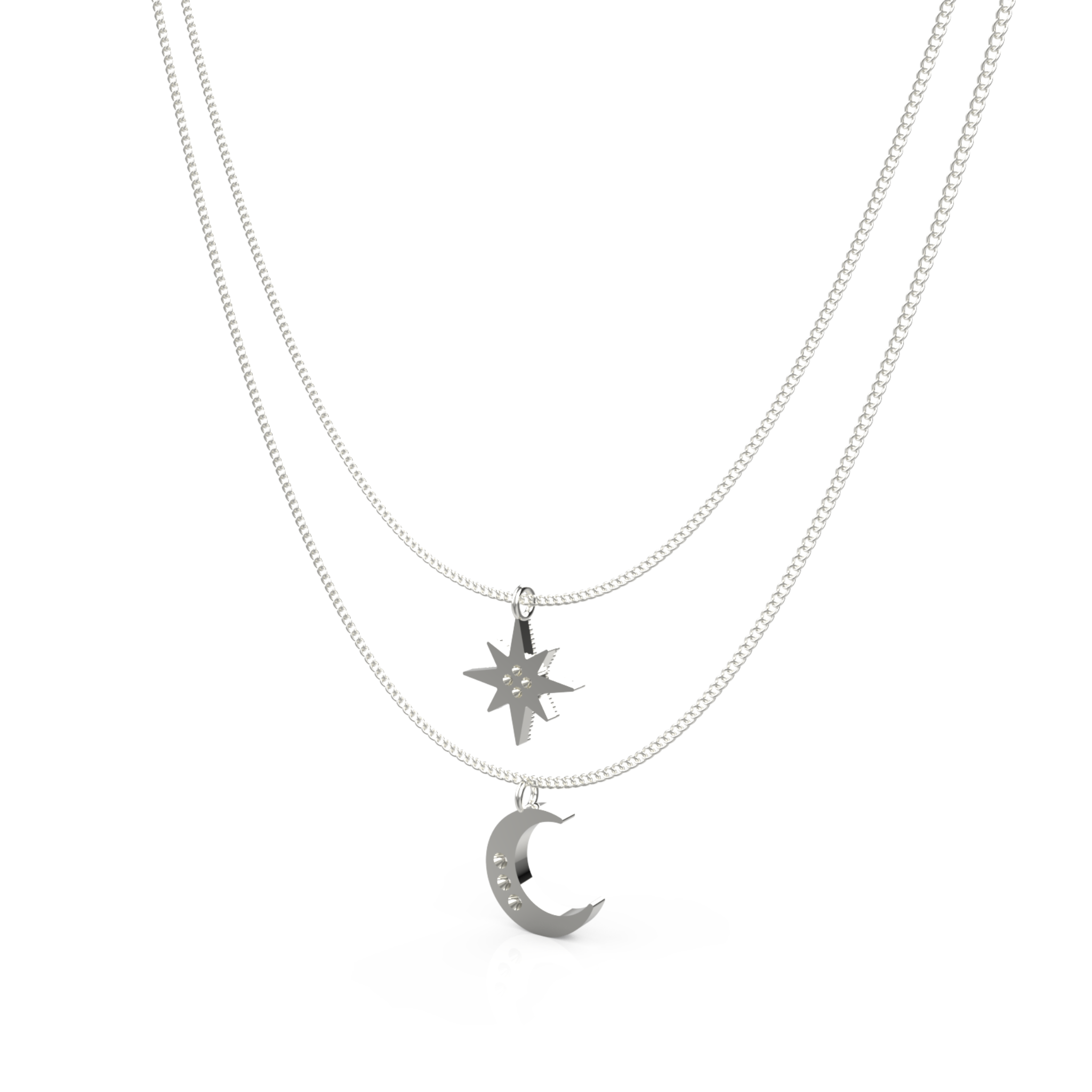 Crescent Moon Star Pendant With Chain, Hallmarked 925 Sterling Silver sterlyn 925