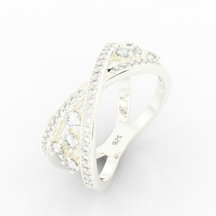 Criss Cross Statement Ring, Hallmarked 925 Sterling Silver sterlyn 925