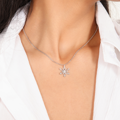 Crystal Snowflake Charm Pendant With Chain- Hallmarked 925 Sterling Silver sterlyn 925