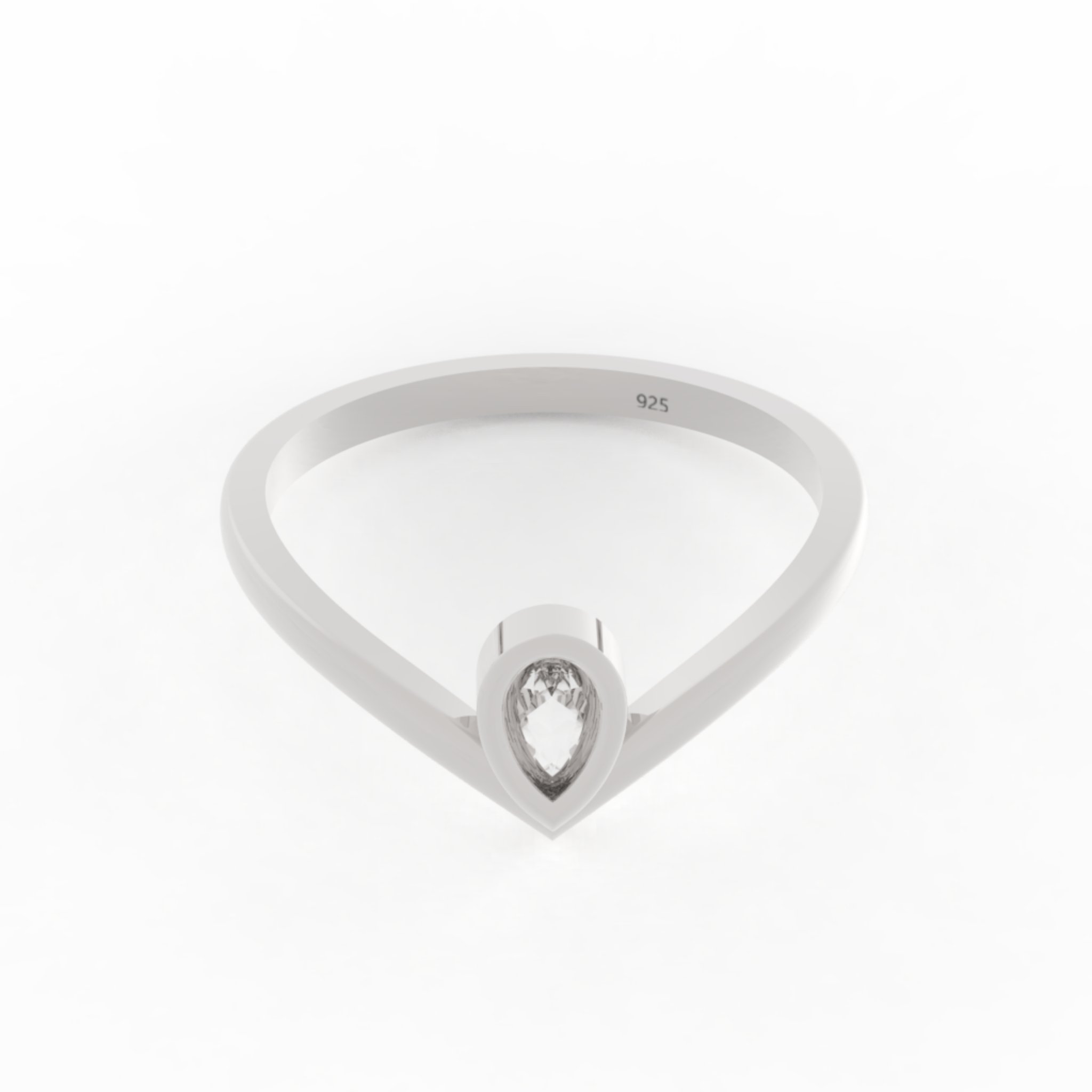 Dainty Diamond Chevron Ring For Her, Hallmarked 925 Sterling Silver sterlyn 925