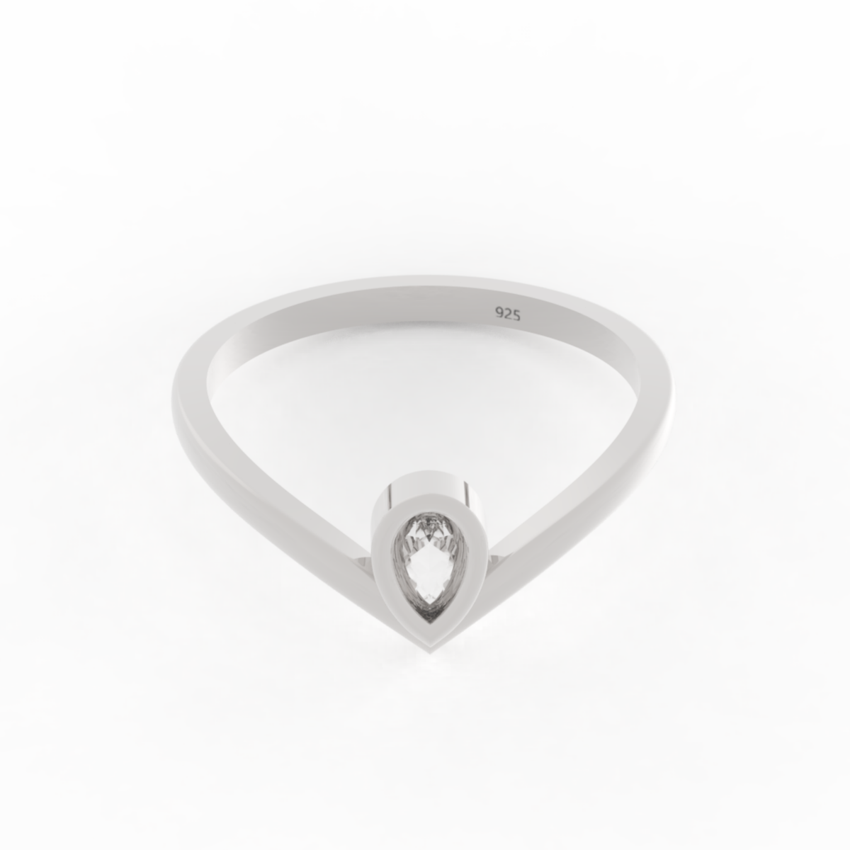 Dainty Diamond Chevron Ring For Her, Hallmarked 925 Sterling Silver sterlyn 925