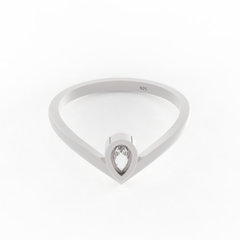 Dainty Diamond Chevron Ring For Her, Hallmarked 925 Sterling Silver sterlyn 925