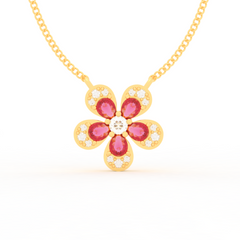 Daisy Flower Ruby Pendant With Chain, Hallmarked 925 Sterling Silver sterlyn 925