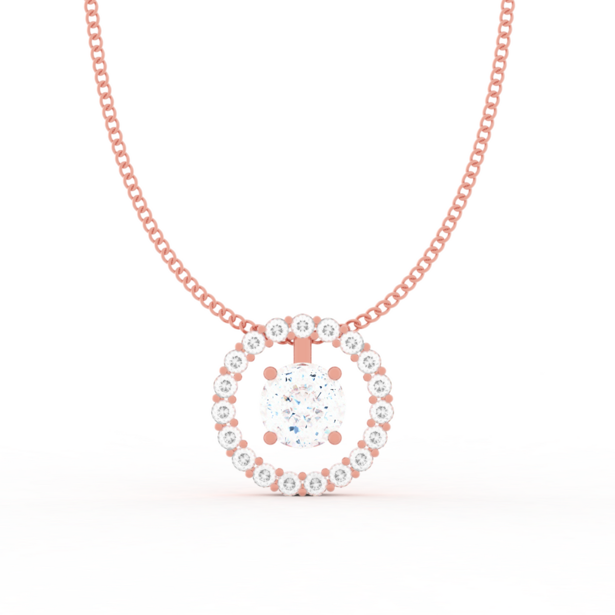 Dazzling Solitaire Circle Shaped Pendant With Chain- Hallmarked 925 Sterling Silver sterlyn 925