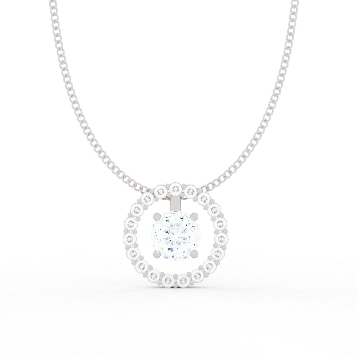 Dazzling Solitaire Circle Shaped Pendant With Chain- Hallmarked 925 Sterling Silver sterlyn 925