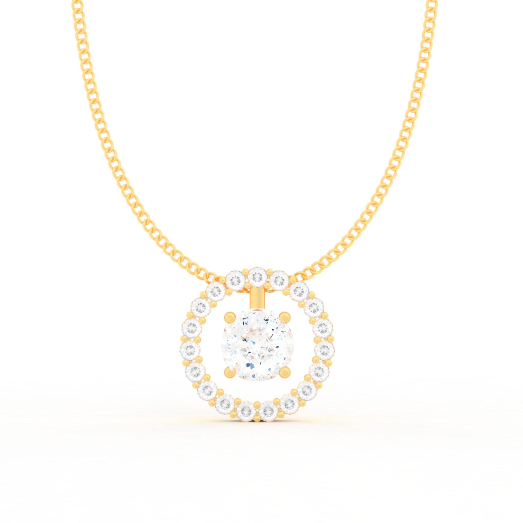 Dazzling Solitaire Circle Shaped Pendant With Chain- Hallmarked 925 Sterling Silver sterlyn 925