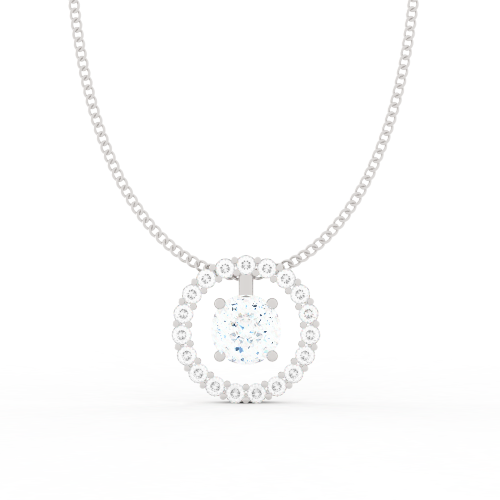 Dazzling Solitaire Circle Shaped Pendant With Chain- Hallmarked 925 Sterling Silver sterlyn 925