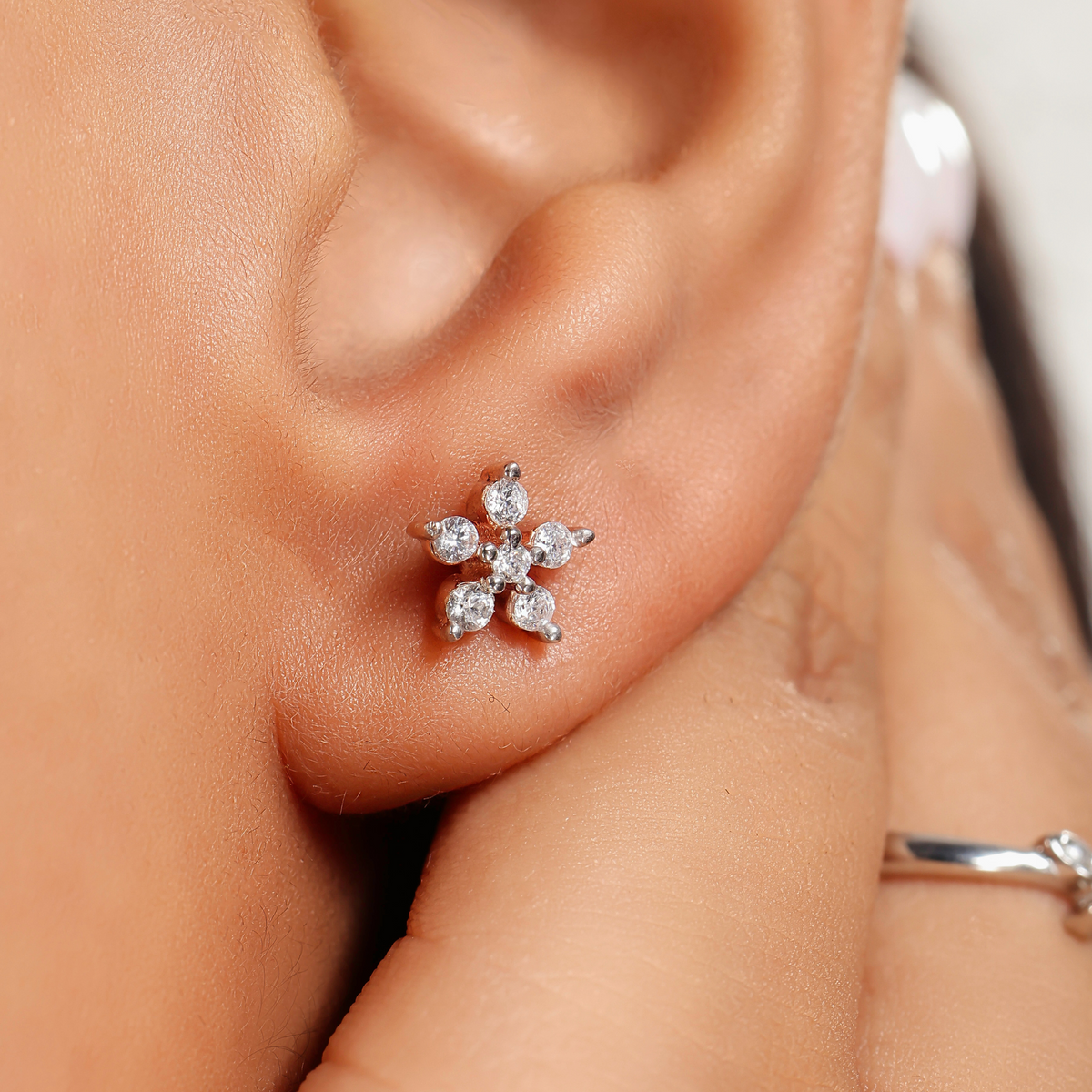 Elegant Floral Tiny Stud Earring For Girl, Hallmarked 925 Sterling Silver sterlyn 925