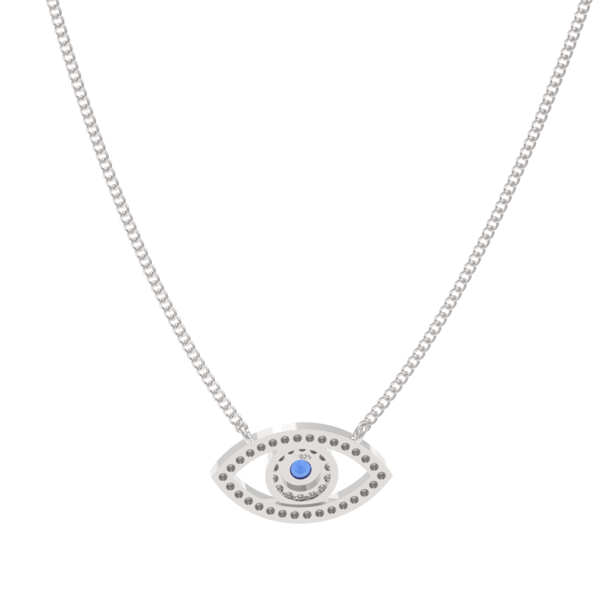 Evil Eye Charm Pendant With Chain, Hallmarked 925 Sterling Silver sterlyn 925