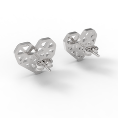 Geometrical Heart Shape Stud Earrings, Hallmarked 925 Sterling Silver sterlyn 925