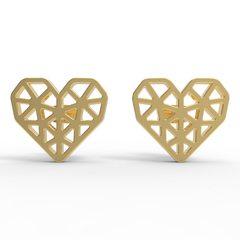 Geometrical Heart Shape Stud Earrings, Hallmarked 925 Sterling Silver sterlyn 925