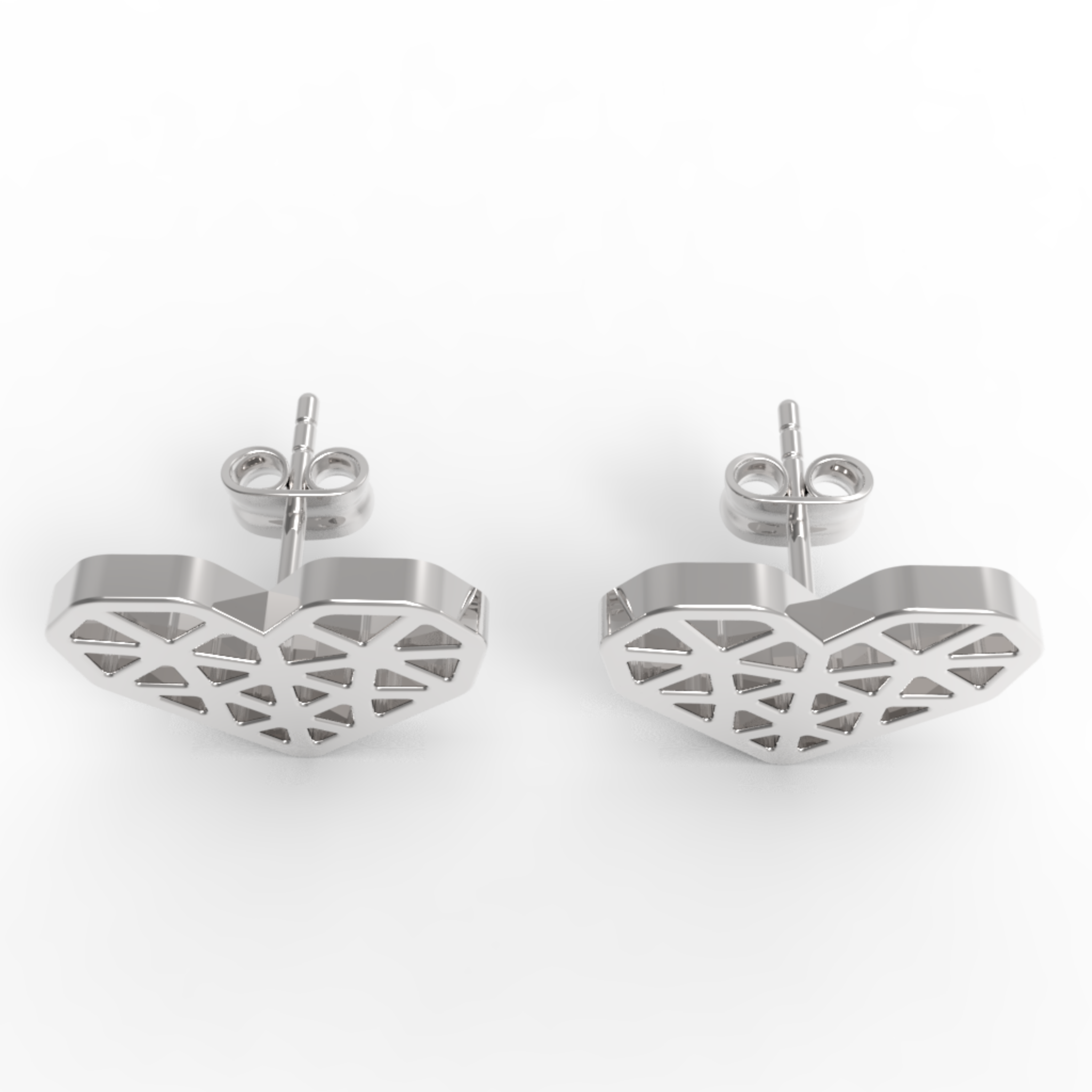 Geometrical Heart Shape Stud Earrings, Hallmarked 925 Sterling Silver sterlyn 925