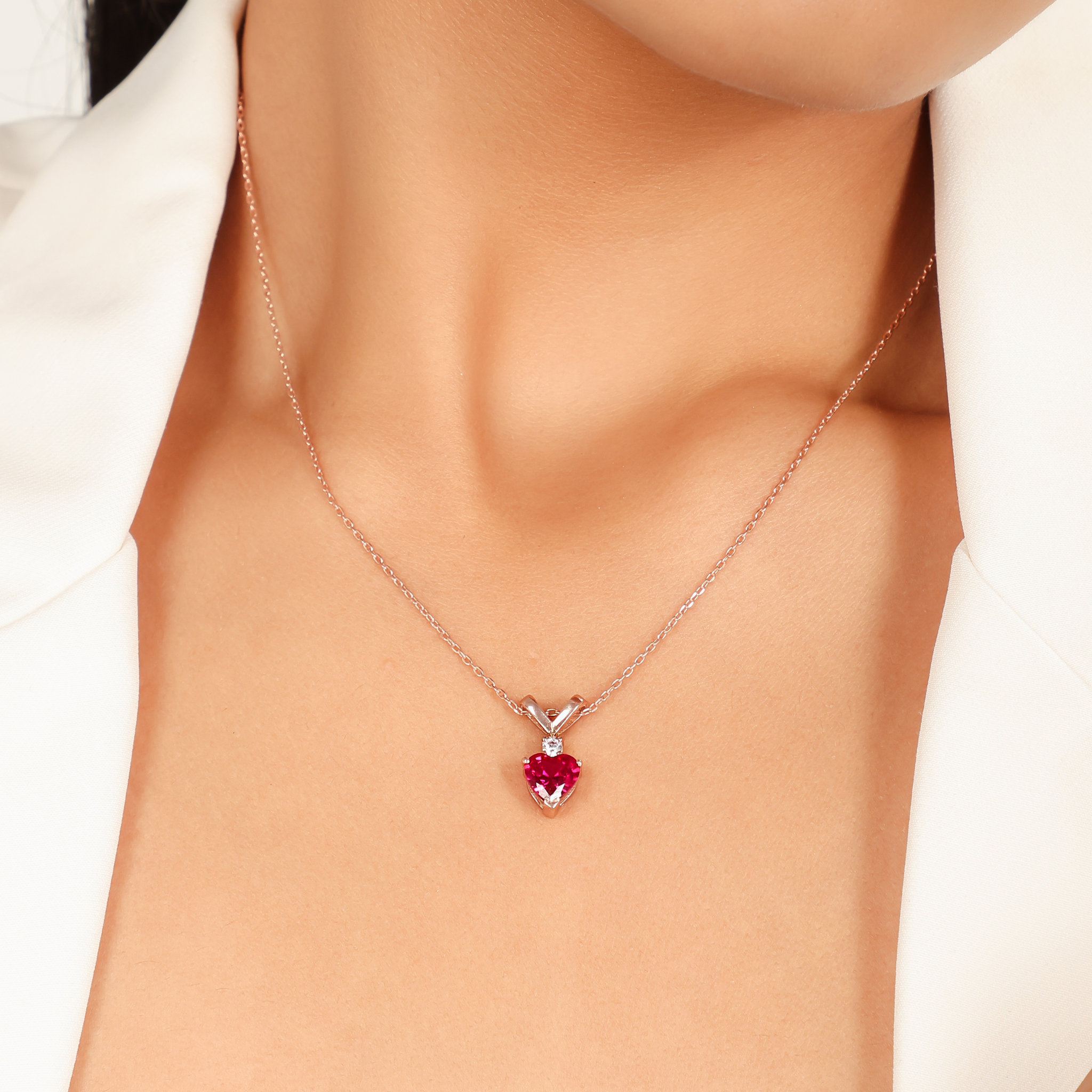 Heart Cut Ruby Pendant With Chain, Hallmarked 925 Sterling Silver sterlyn 925