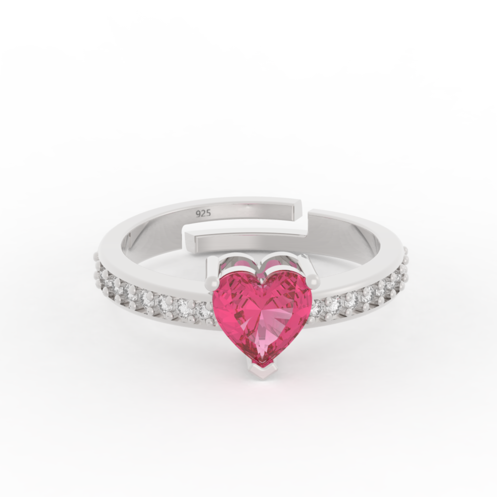 Heart Cut Ruby Proposal Ring, Hallmarked 925 Sterling Silver sterlyn 925