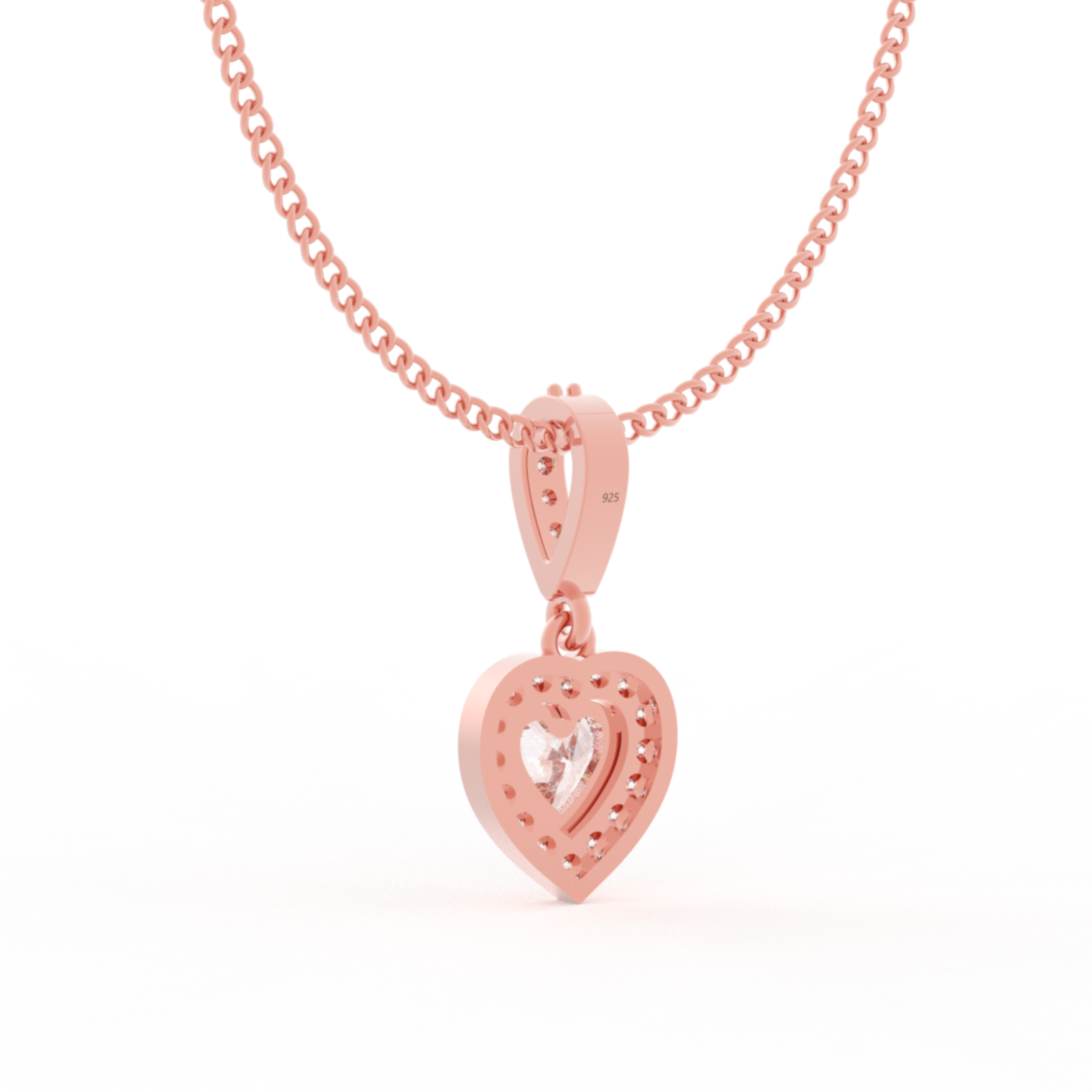 Heart in Heart Shape Pendant- Hallmarked 925 Sterling Silver sterlyn 925