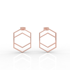 Hexagon Chic Gold Plated Earrings, Hallmarked 925 Sterling Silver sterlyn 925