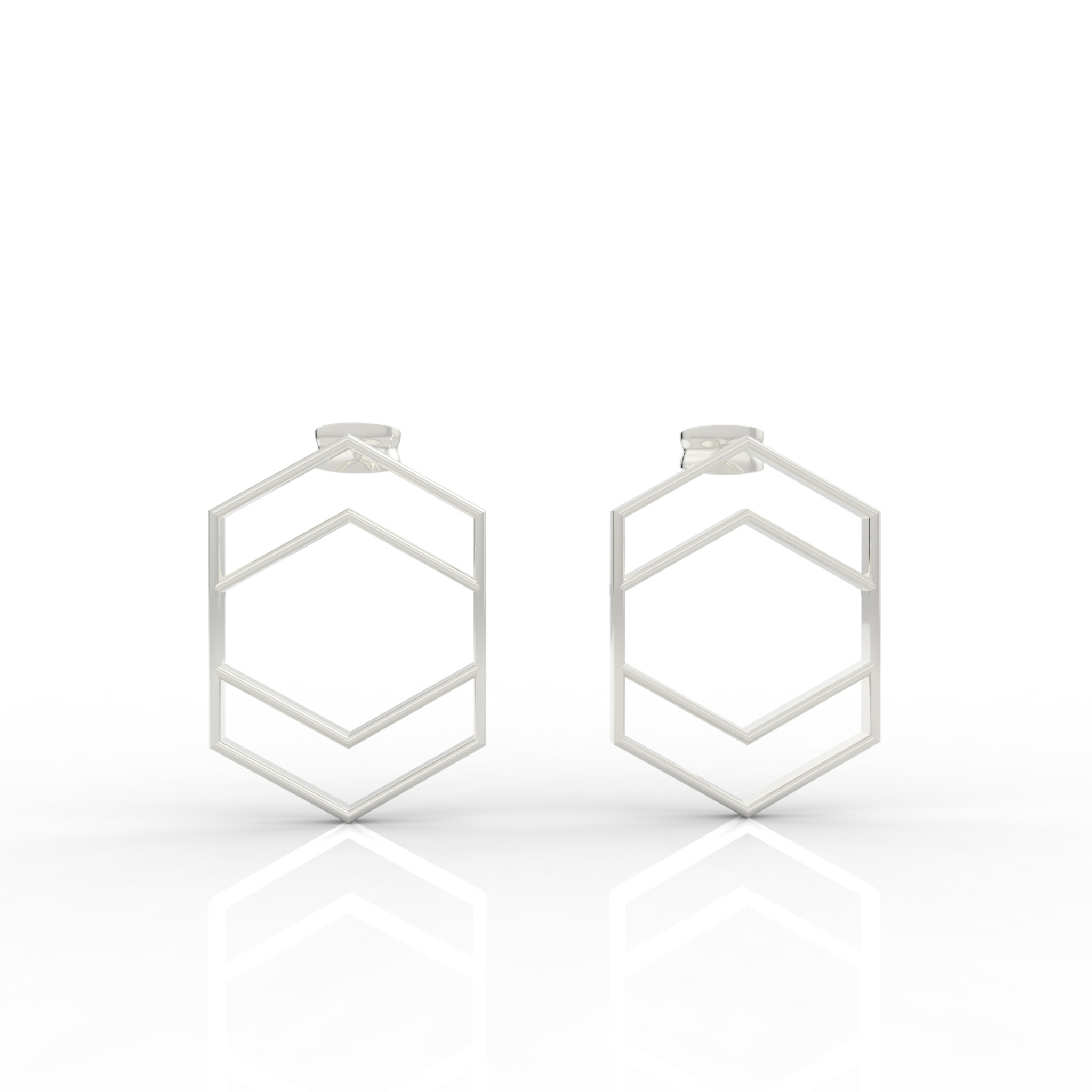 Hexagon Chic Gold Plated Earrings, Hallmarked 925 Sterling Silver sterlyn 925