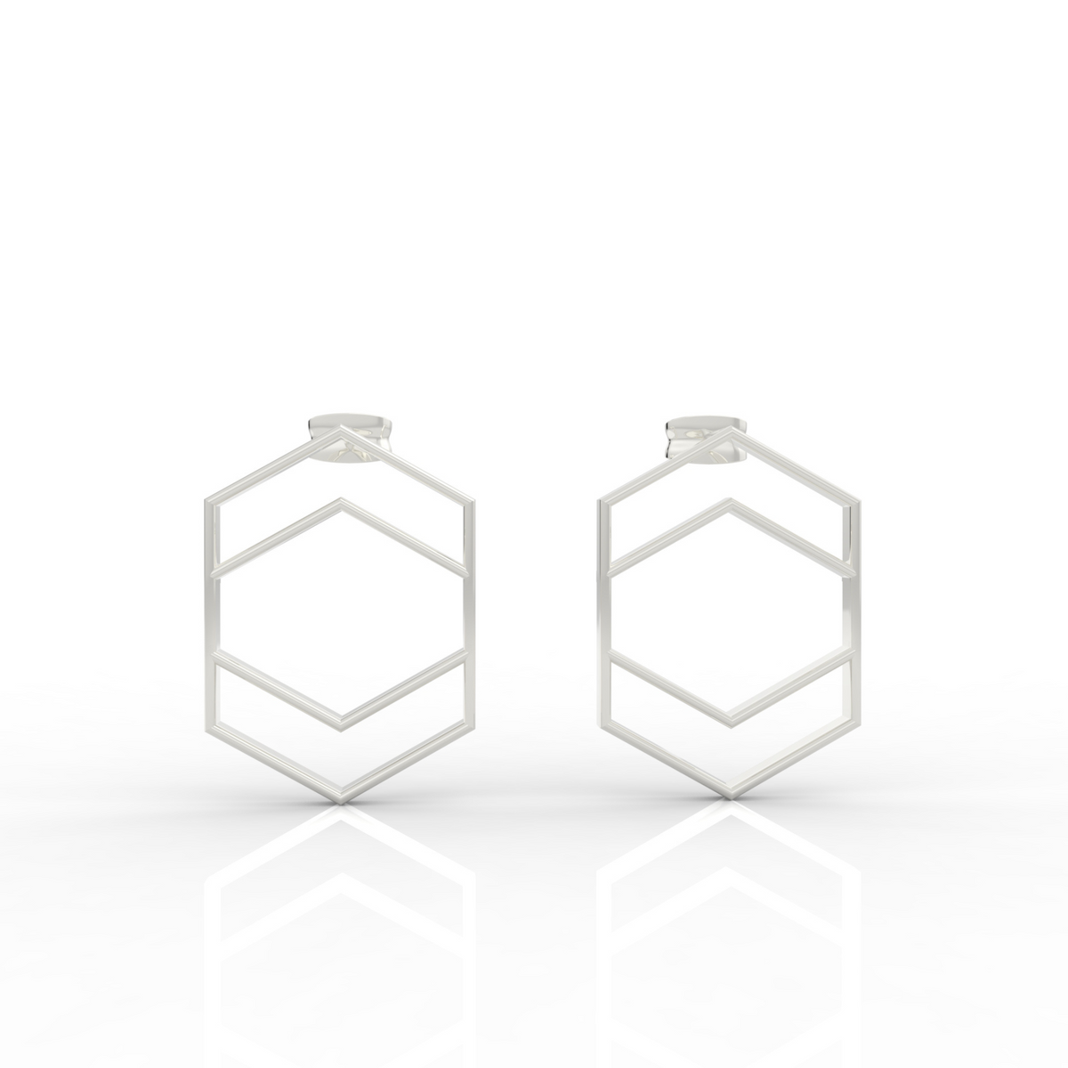 Hexagon Chic Gold Plated Earrings, Hallmarked 925 Sterling Silver sterlyn 925