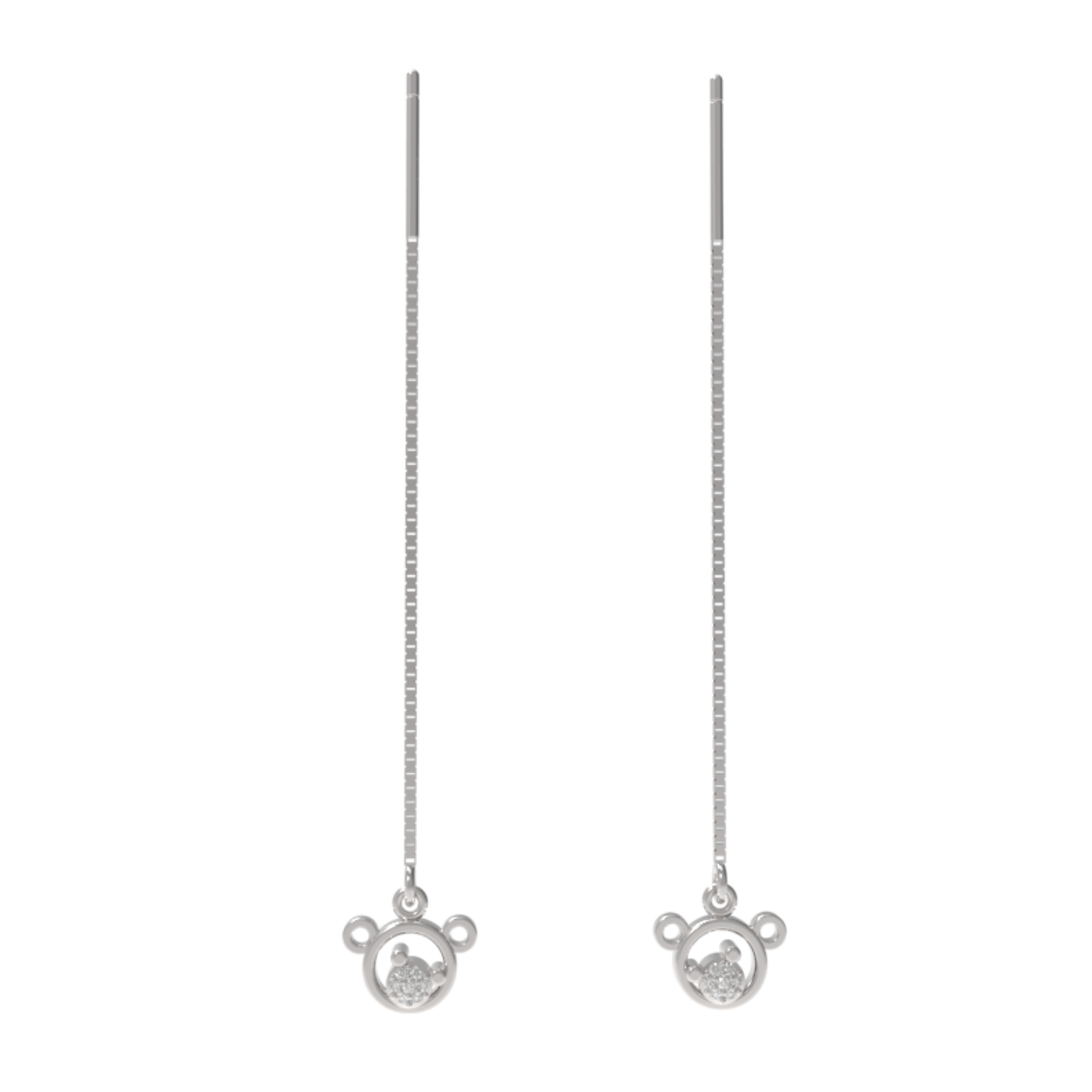 Mickey Face Drop Threader Earrings, Hallmarked 925 Sterling Silver sterlyn 925