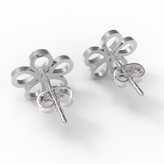 Modern Open Flower Stud Earrings For Her, Hallmarked 925 Sterling Silver sterlyn 925