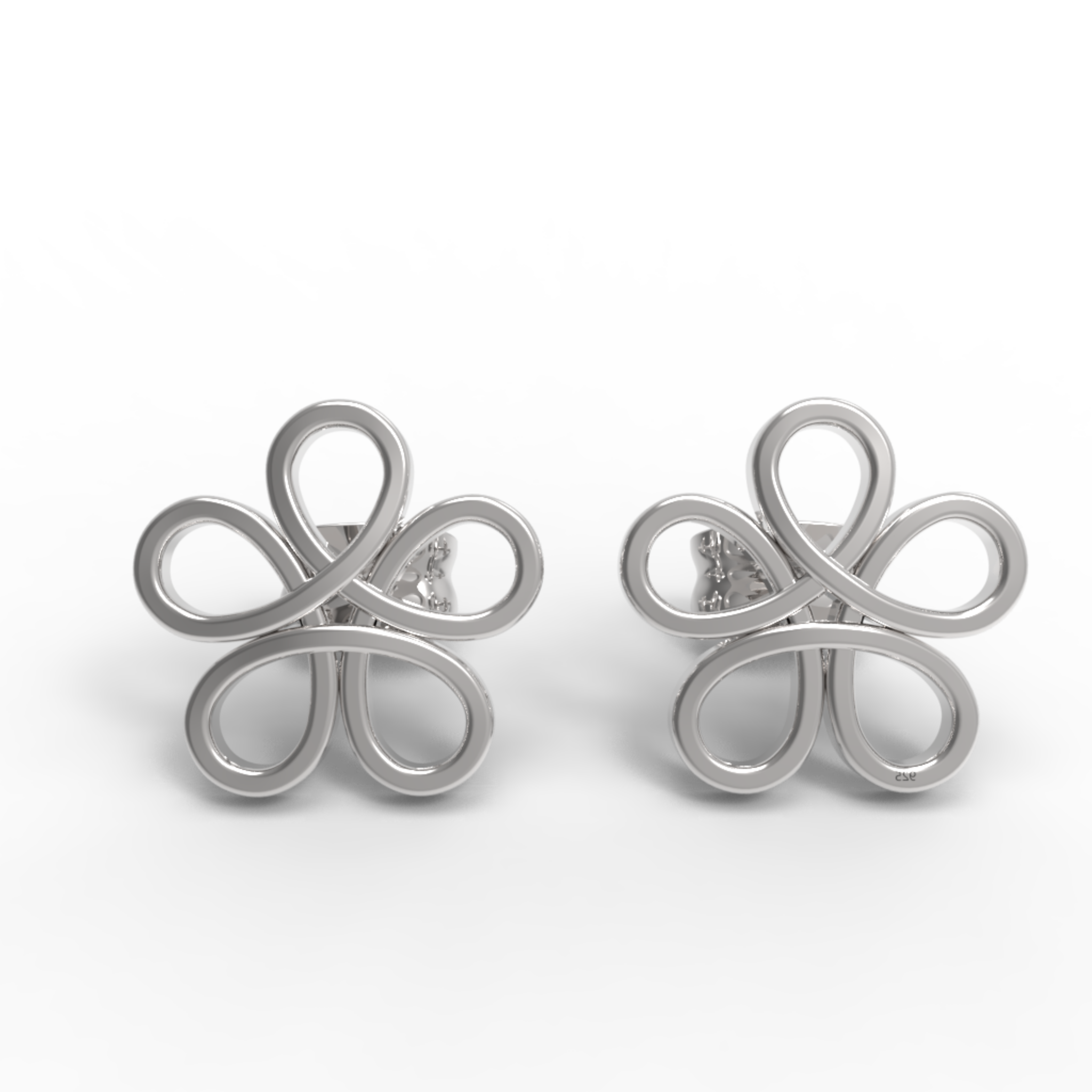 Modern Open Flower Stud Earrings For Her, Hallmarked 925 Sterling Silver sterlyn 925