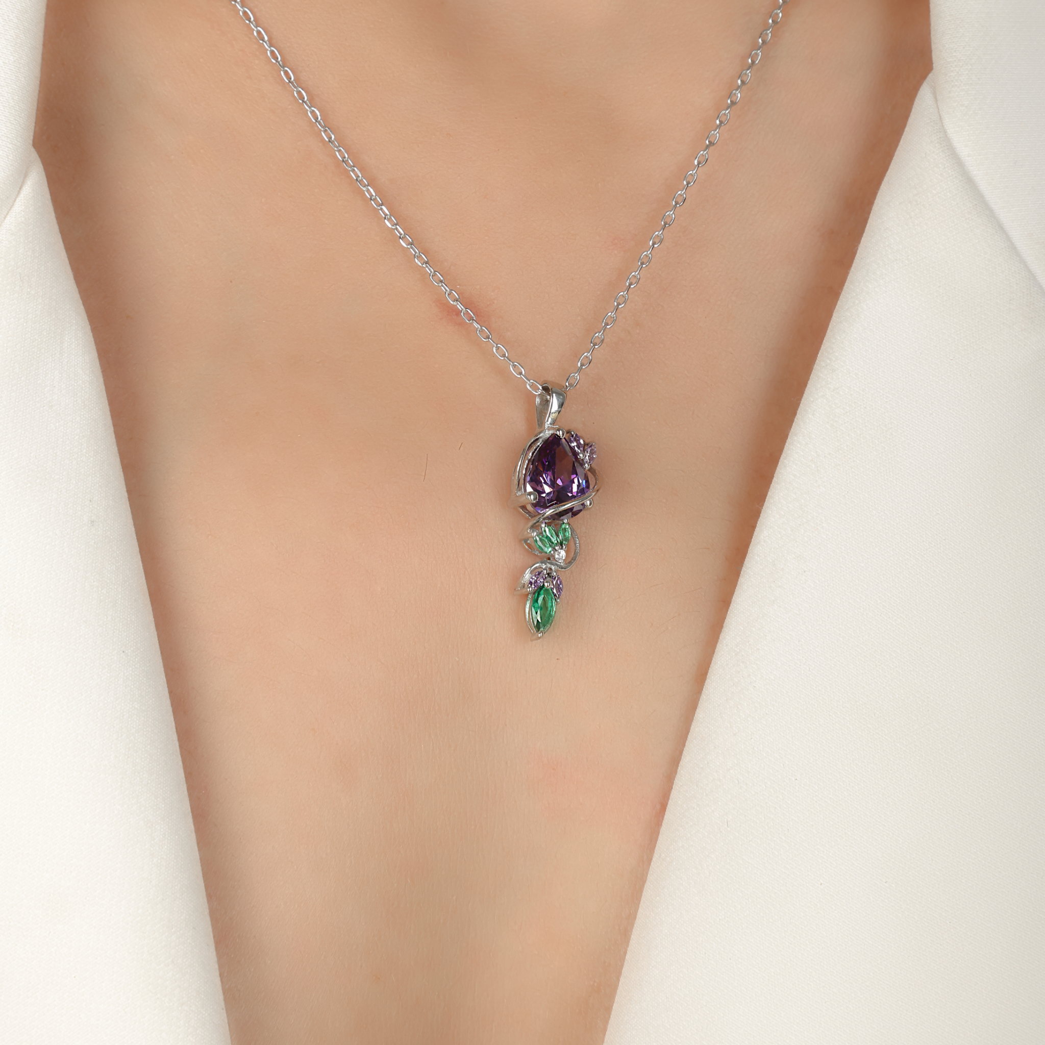 Multi Gemstone Pendant With Chain, Hallmarked 925 Sterling Silver sterlyn 925