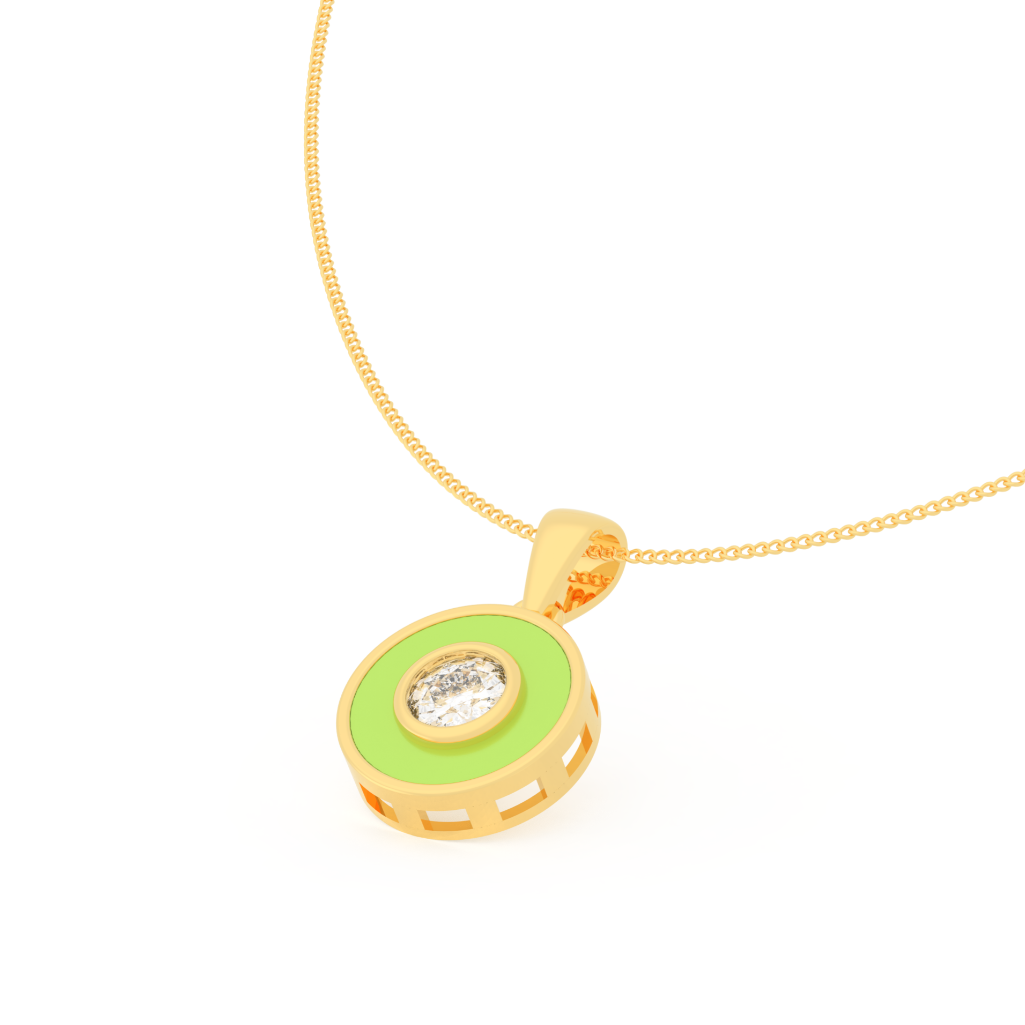 Neon Enameled Circle Pendant With Chain, Hallmarked 925 Sterling Silver sterlyn 925