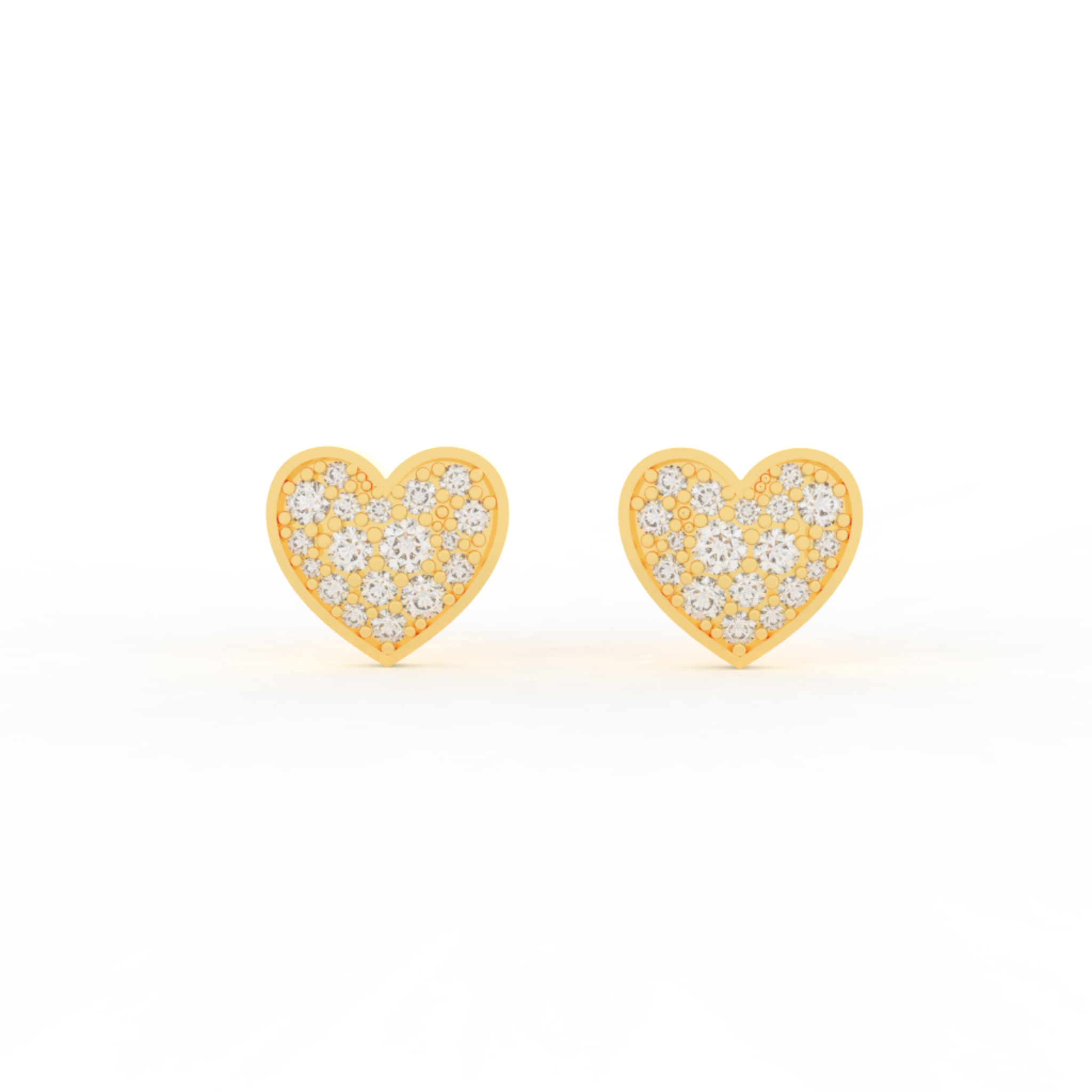 Pave Diamond Heart Shape Stud Earrings- Hallmarked 925 Sterling Silver sterlyn 925