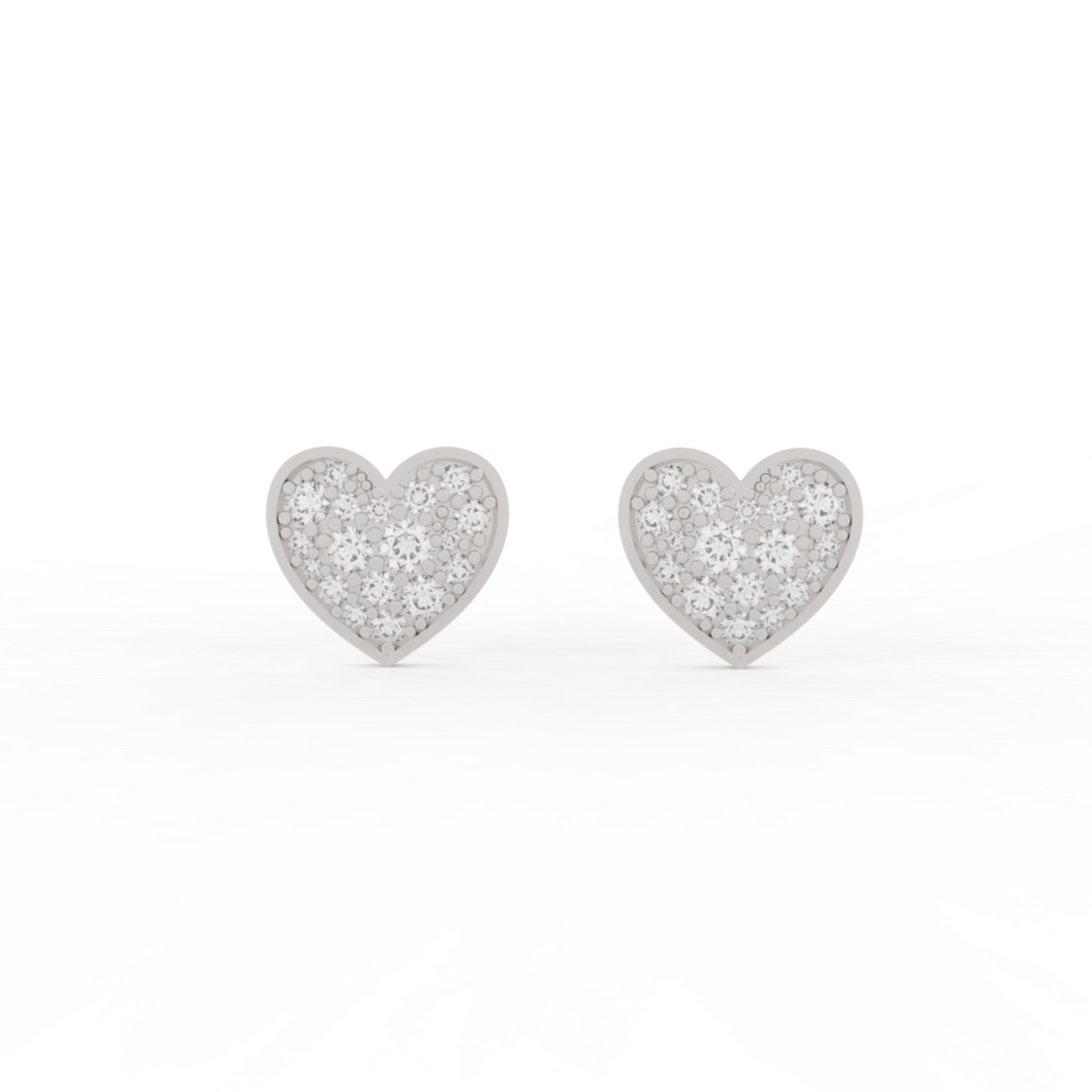 Pave Diamond Heart Shape Stud Earrings- Hallmarked 925 Sterling Silver sterlyn 925