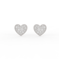 Pave Diamond Heart Shape Stud Earrings- Hallmarked 925 Sterling Silver sterlyn 925