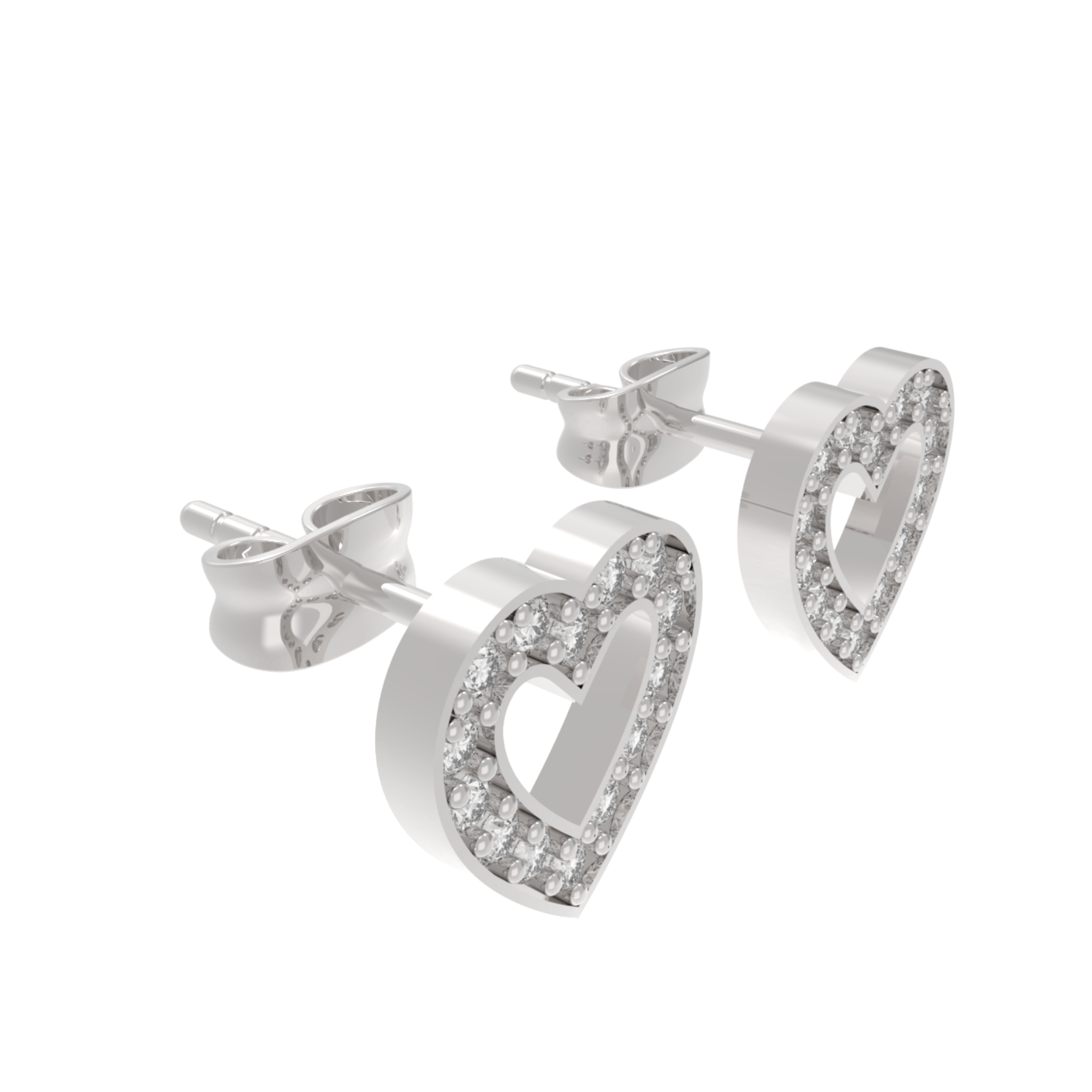 Pave Heart Shape Open Stud Earrings, Hallmarked 925 Sterling Silver sterlyn 925